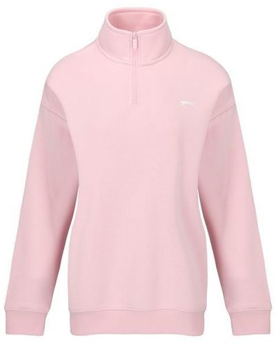 Slazenger 1881 Funnel Neck Quarter Zip Sweatshirt - Pink