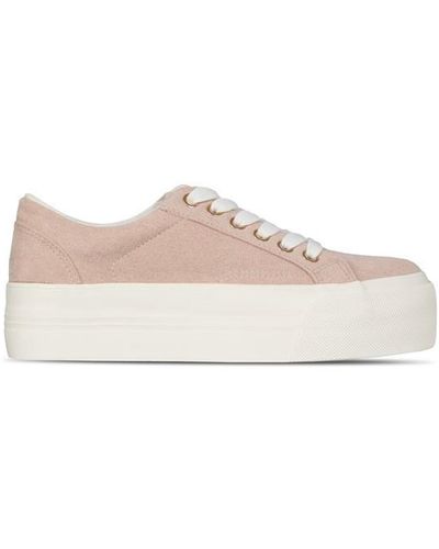 Be You Faux Suede Flatform Trainer - Pink