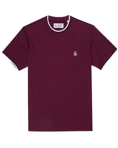 Original Penguin Tipped Ringer T Shirt - Purple