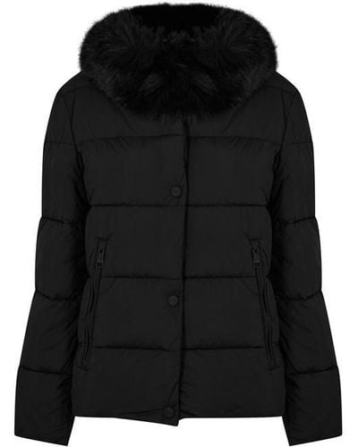 DKNY Fur Col Puffer Ld41 - Black