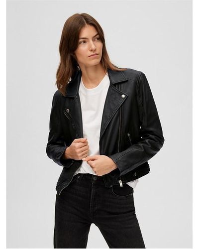 SELECTED Katie Leather Jacket - Black
