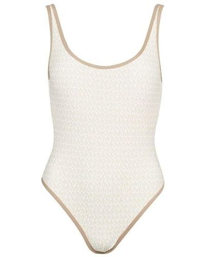 MICHAEL Michael Kors All-over Print Logo One Piece Swimsuit - White