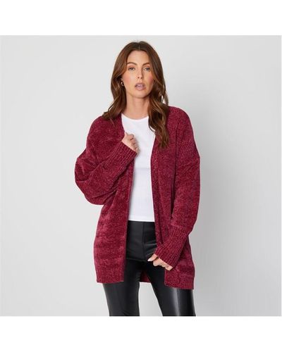 Be You Chenille Knit Batwing Cardigan - Red
