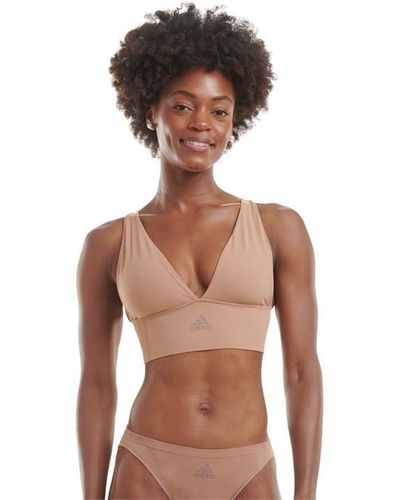 adidas Active Seamless Micro Stretch Long Line Plunge Bra - Brown