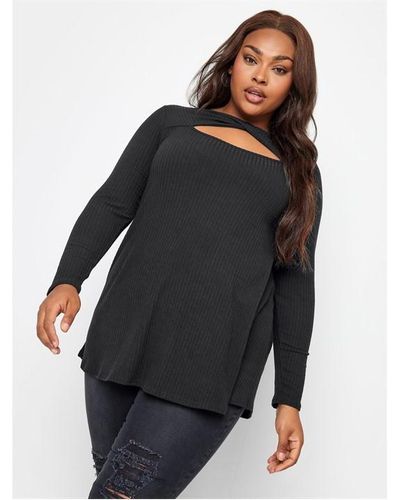 Yours Curve Twist Front Rib Swing Top - Black