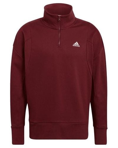 adidas Studio Lounge Fleece Half-zip Sweatshirt - Red