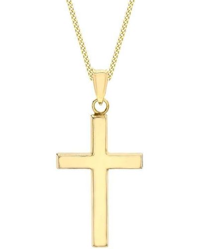 Be You 9ct Plain Cross Necklace - Metallic