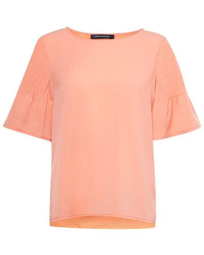 French Connection Classic Crepe Pintuck Shoulder T-shirt - Orange