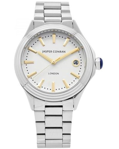 Jasper Conran Ladies 36mm White And Silver Watch J1b104021 - Metallic