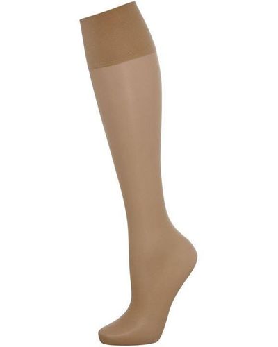 Charnos 5 Per Packet Sheer Knee High Socks - Natural