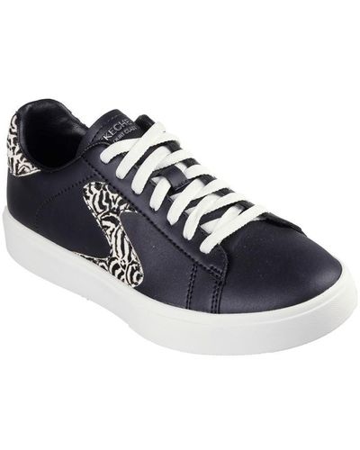 Skechers Duraleather Animal Print Logo Lace Low-top Trainers - Blue