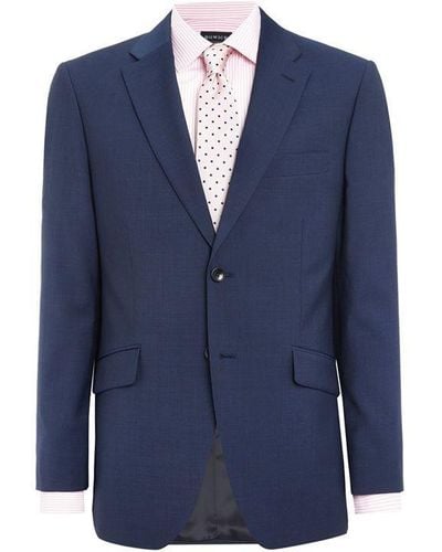 Howick Dalton Sb2 Notch Lapel Micro Check Suit Jacket - Blue