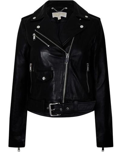 MICHAEL Michael Kors Classic Leather Biker Jacket - Black