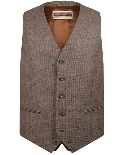 Patrick Grant Studio Nutter Tailored Fit Donegal Waistcoat - Brown