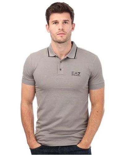 EA7 Logo Pique Polo Shirt - Grey