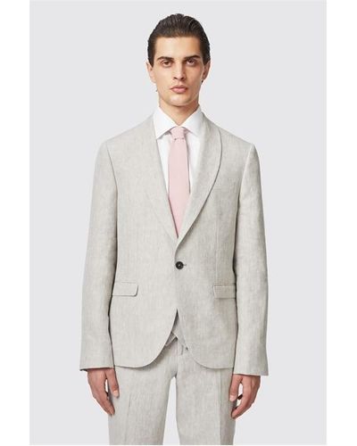 Twisted Tailor Clairmont Skinny Fit Linen Suit Jacket - Grey