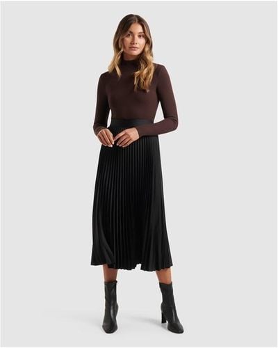 Forever New Ester Satin Pleated Skirt - Black