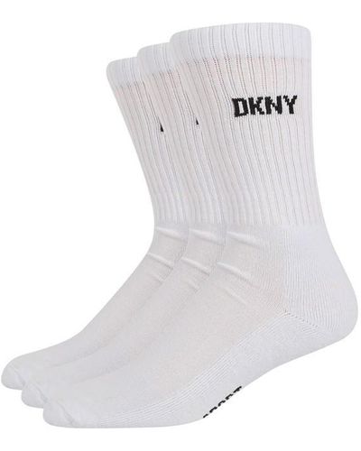 DKNY Ribbed 3 Pack Socks - White