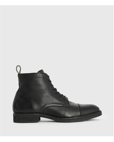 AllSaints Drago Leather Lace Up Boots - Black