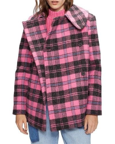 Ted Baker S Calcott Tweed Coat Pink Xxs - Red