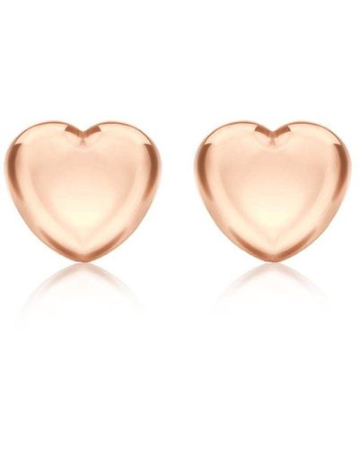 Be You Sterling Silver Rose Plated Mini Heart Studs - Natural