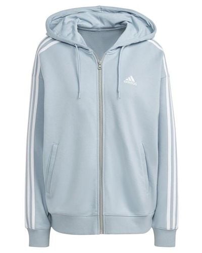 adidas French Terry 3 Stripe Full Zip - Blue