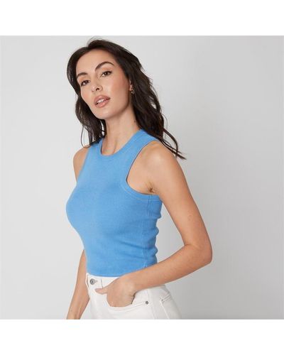 Be You Crop Knitted Vest - Blue