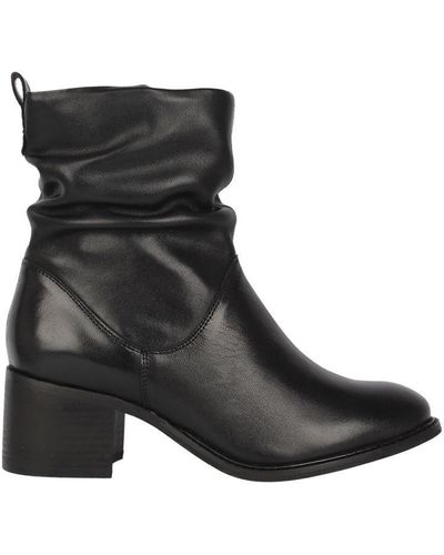 Linea Ruched Heeled Boots - Black