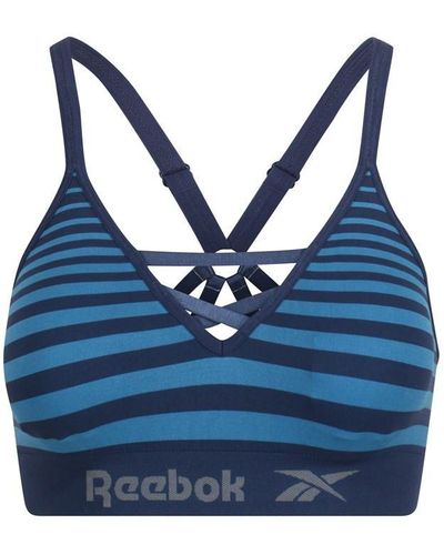 Reebok S Seamless Crop Top Made From Durableworkout Active Wear With Removable Pads And Microfi Sports Bra - Blue