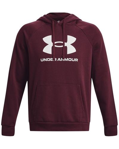 Under Armour S Rival Fleece Hoodie T Maroon S - Red
