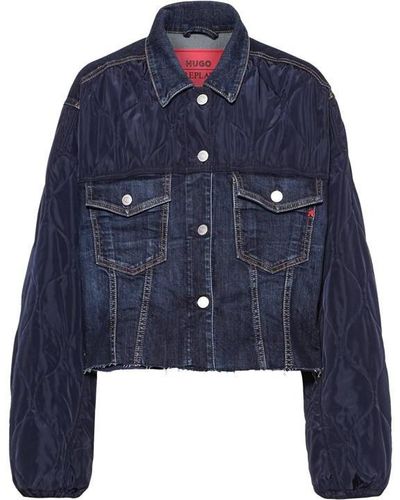 Hugo x Replay Denim Quilted Jacket - Blue
