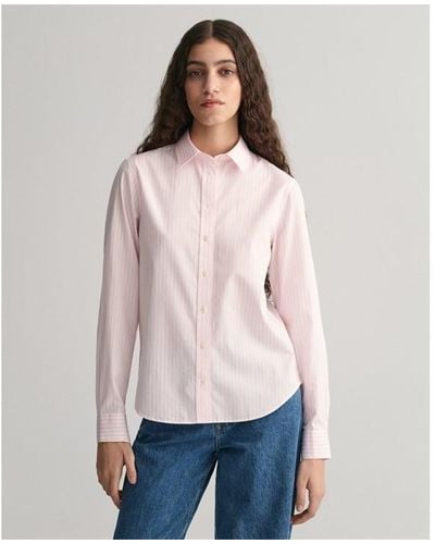 GANT Reg Poplin Striped Shirt Light Pink