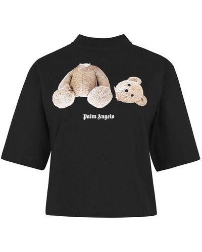 Palm Angels Bear Crop T Shirt - Black