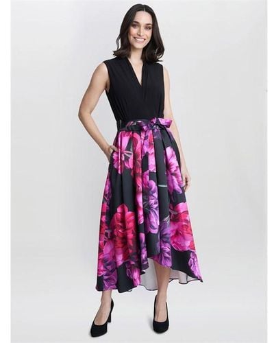Gina Bacconi Annabelle Printed High Low Dress - Purple