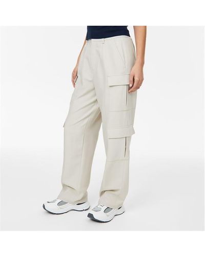 Jack Wills Wide Leg Cargo Trousers - Grey