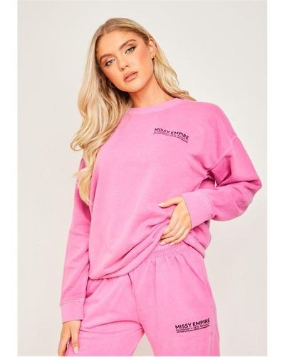 Missy Empire Text Oversized Sweatshirt - Pink