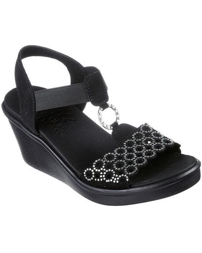 Skechers Embellished O-ring Laser Cut Sling Heeled Sandals - Black