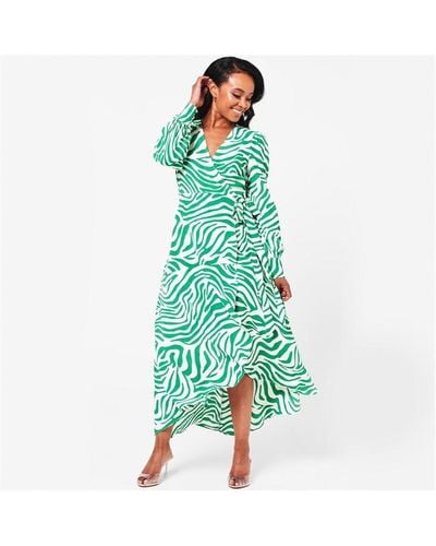Biba Printed Wrap Dress - Green