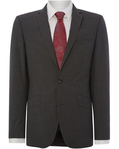 Simon Carter Ghost Stripe Slim Fit Suit Jacket - Grey