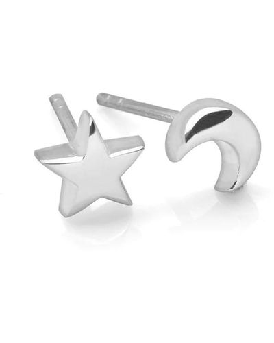 Mason Knight Yager 925 Sterling Star-crescent Stud - White