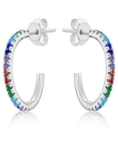 Be You Sterling Multi-coloured Cz Hoops - Metallic