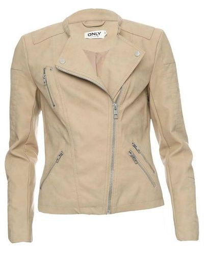 ONLY Ava Faux Leather Jacket - Natural