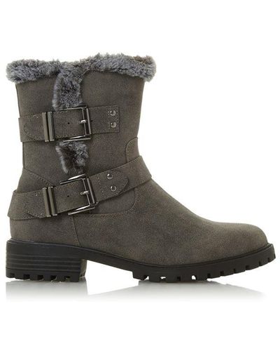 Dune Rayee Faux Fur Lining Ankle Boots - Grey