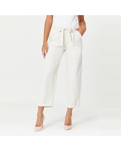 Be You Paper Bag Waist Trousers - White
