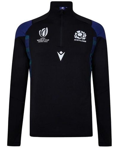 MACRON Scotland Rugby Quarter Zip Fleece Top 2023 2024 Adults - Blue