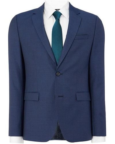 HUGO Astian Extra Slim Textured Two-piece Suit Jacket - Blue