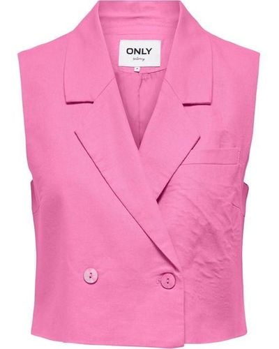 ONLY Caro Linen Vest Ld99 - Pink