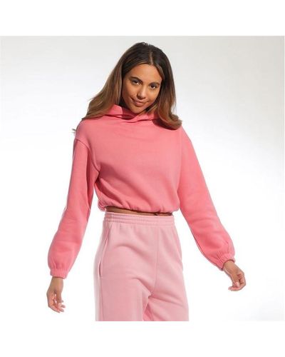 Light and Shade Cropped Hooded Top Ladies - Pink