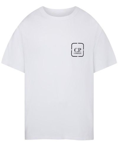CP COMPANY METROPOLIS Mercerised Logo T Shirt - White