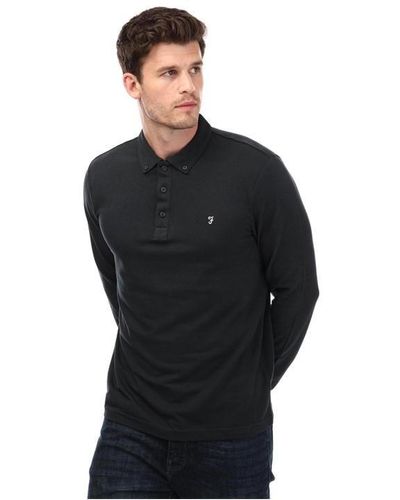 Farah Union Long Sleev Polo Shirt - Black
